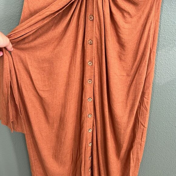 NEW Free People Vintage Summer Midi Dress Sz M Rust - Picture 8 of 13